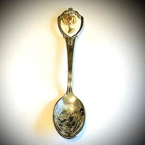 Collectible Florida Engraved Silver Souvenir Spoon w Gold Palm Tree Charm